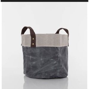 NWT CB Station Waxed Canvas‎ Fabric Bin Slate Round Bottom
